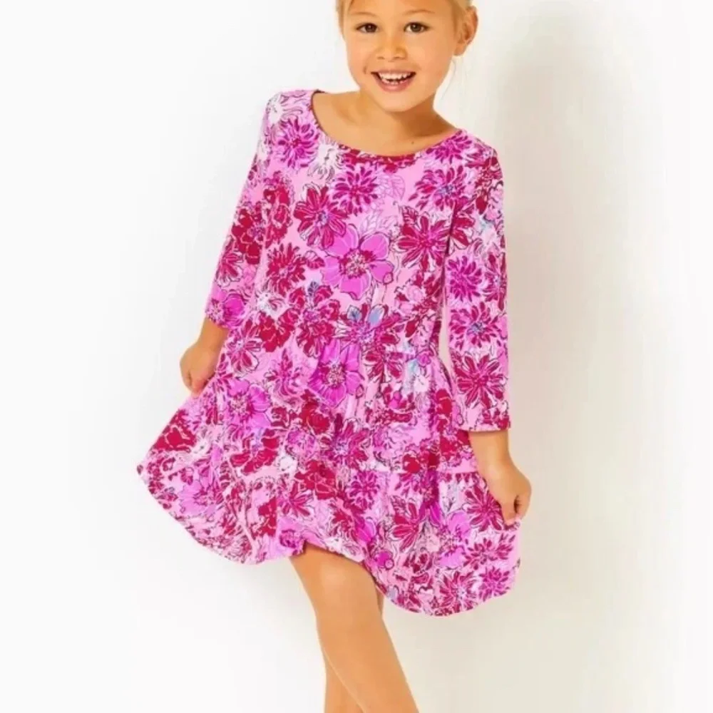 Lilly Pulitzer Girls Geanna Swing Dress Lilac Thistle in the Wild Flowers XL